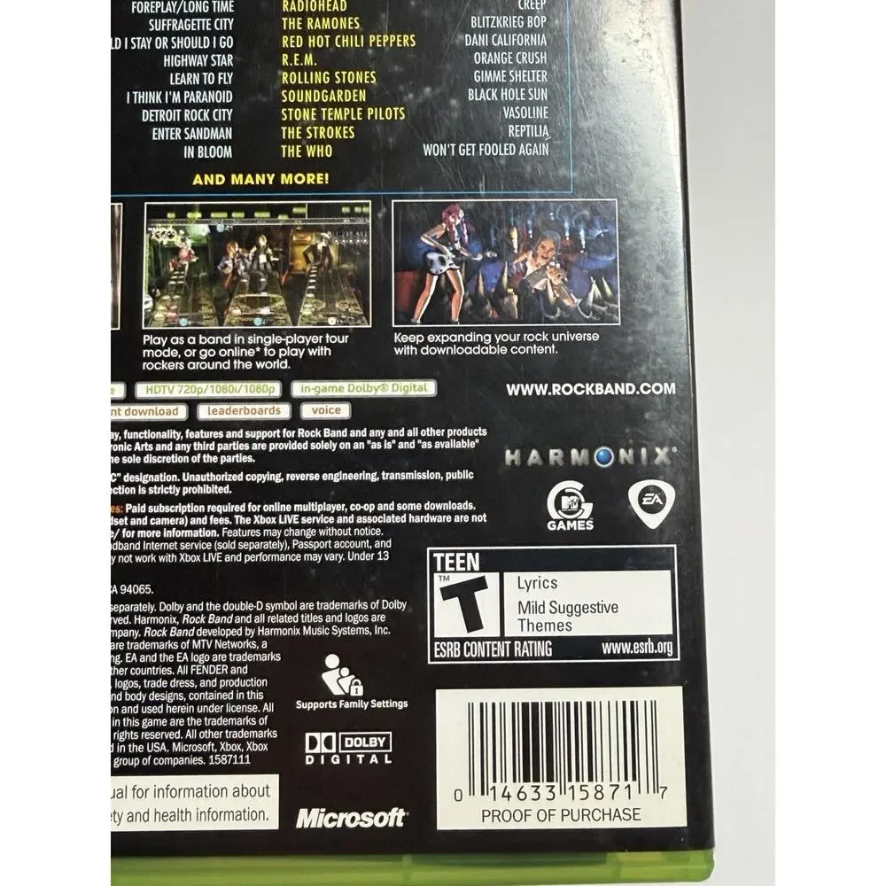 Rock Band - Microsoft Xbox 360 Video Game -Working -Tested -With Booklet